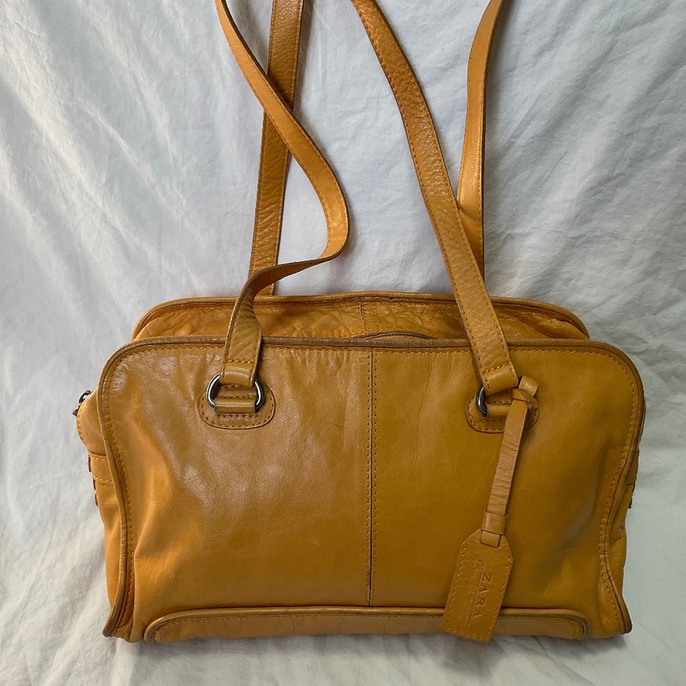 Yellow Leather Shoulder Bag by Zara Collection Basic